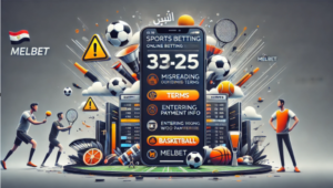 رجل ينظر إلى خياراته للمراهنة عبر الإنترنت في واجهة رقمية حديثة تمثل منصة Melbet، مع رموز لألعاب رياضية وشاشات تحليل، على خلفية داكنة